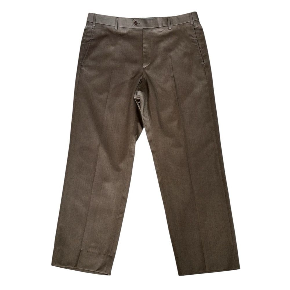 Zanella Men’s Wool Dress Pants Size 38 IT Brown Flat Front Made in Italy